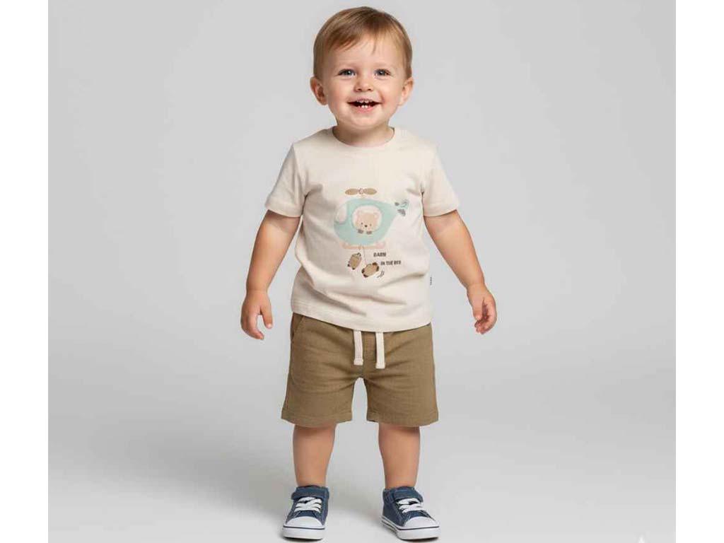 تیشرت و شلوارک کتان پسرانه طرح هلی کوپتر مدل kamin پاپو papo