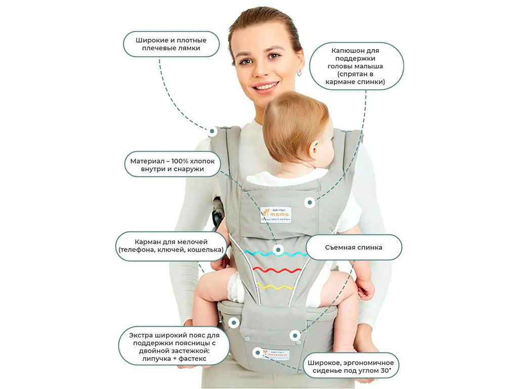 آغوشی چهار کاره نوزادی Aimama نشیمن دار