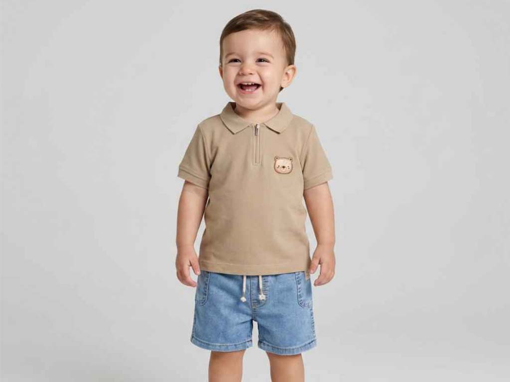 تیشرت جودون و شلوارک جین طرح تدی مدلmahram  پاپو papo