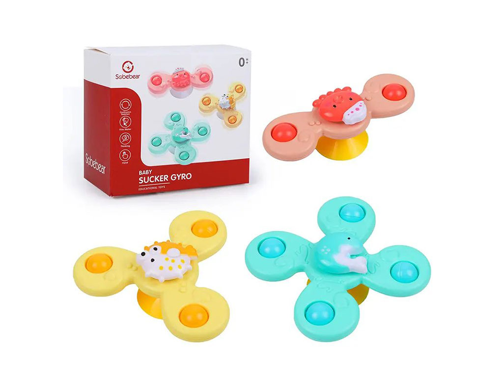 اسپینر جغجغه ای چسبان 3 عددی اسباب بازی طرح حیوانات دریایی