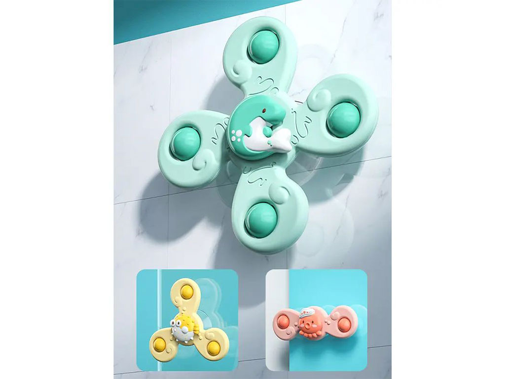 اسپینر جغجغه ای چسبان 3 عددی اسباب بازی طرح حیوانات دریایی