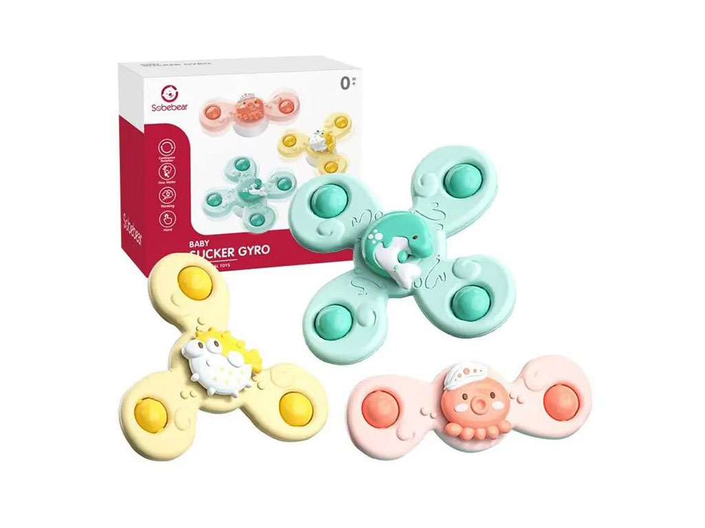 اسپینر جغجغه ای چسبان 3 عددی اسباب بازی طرح حیوانات دریایی