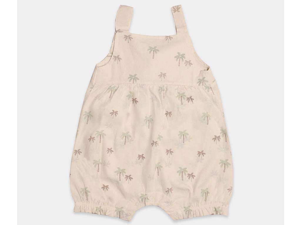 رامپر مجلسی با هدبند نوزادی دخترانه رنگ کرم روشن با طرح نخل مدل Darya  پاپو papo