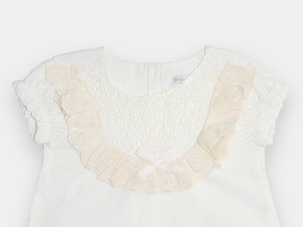 رامپر مجلسی با هدبند نوزادی دخترانه رنگ شیری مدل baranak پاپو papo