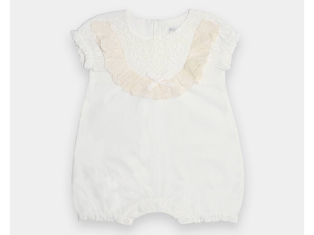 رامپر مجلسی با هدبند نوزادی دخترانه رنگ شیری مدل baranak پاپو papo