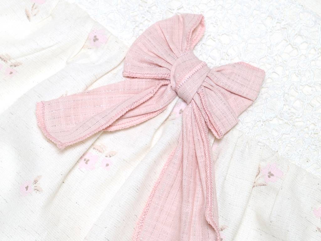 تونیک و شلوارک  و هدبند کرم و کالباسی دخترانه طرح گل  مدل  termeh پاپو papo