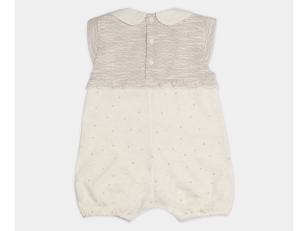 رامپر مجلسی با هدبند نوزادی دخترانه رنگ کرم روشن با طرح خرگوش و ستاره مدل mahtinar پاپو papo