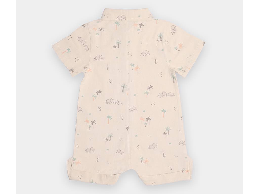 رامپر مجلسی  نوزادی پسرانه نسکافه ای روشن طرح فیل و نخل مدل Mehrab پاپو papo