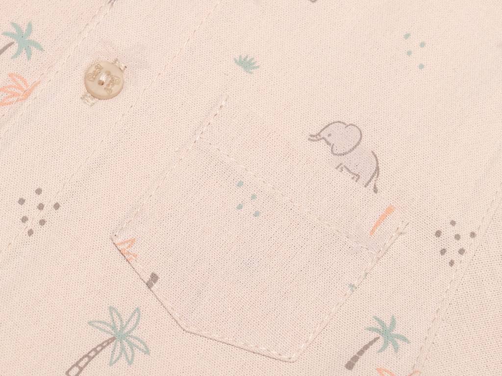 رامپر مجلسی  نوزادی پسرانه نسکافه ای روشن طرح فیل و نخل مدل Mehrab پاپو papo