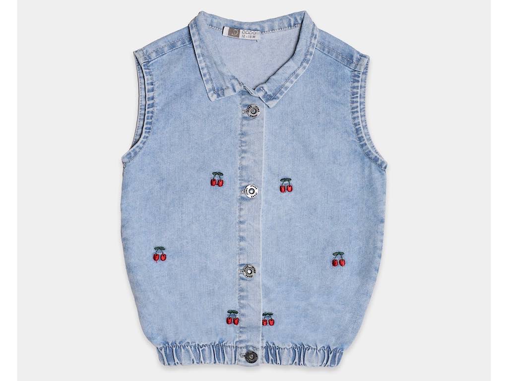 تاپ و شلوارک  جین نوزادی با طرح گیلاس  دخترانه مدلpargol  پاپو papo