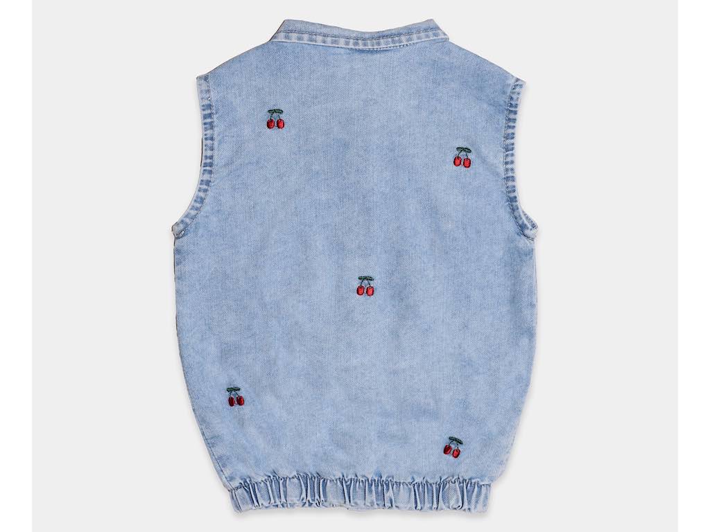 تاپ و شلوارک  جین نوزادی با طرح گیلاس  دخترانه مدلpargol  پاپو papo