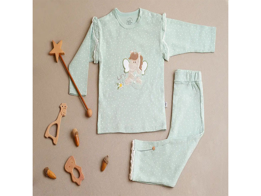 بلوز آستین بلند نوزادی دخترانه طرح یونیکورن نیلی nili