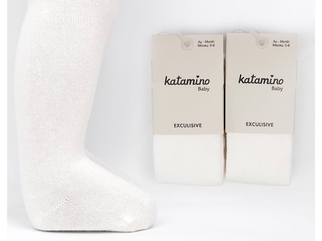 جوراب شلواری نوزادی دخترانه شیری رنگ کاتامینو KATAMINO