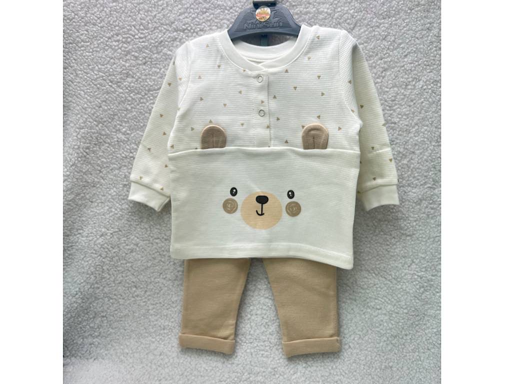 ست بلوز و شلوار کرم طرح تدی نی نی سان nini sun