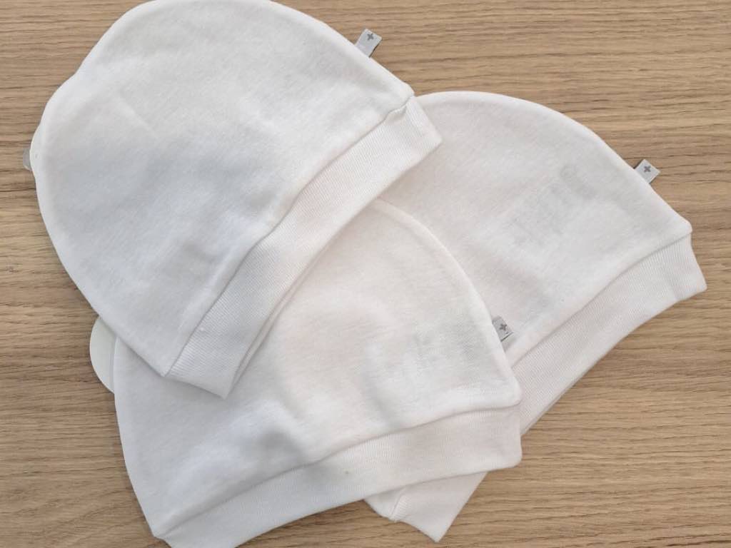 کلاه نوزادی سفید رنگ نخ پنبه پاپو papo