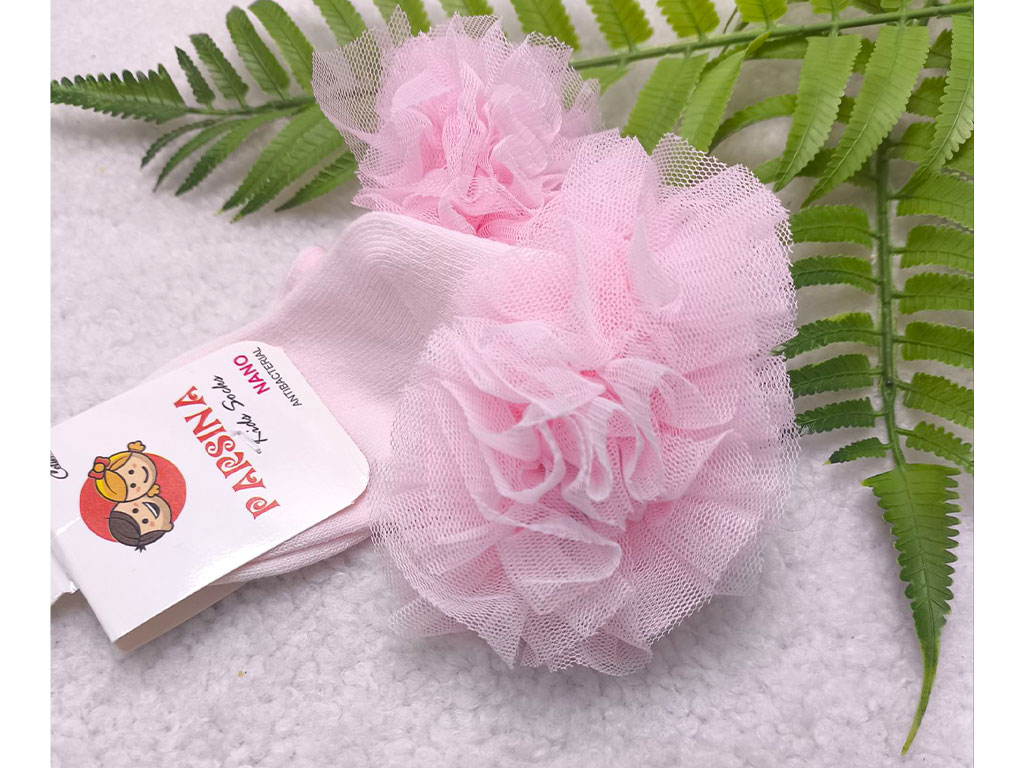 جوراب مچی صورتی رنگ لب تور دخترانه parsina