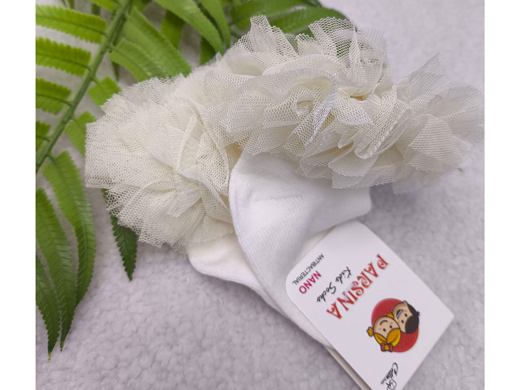جوراب مچی شیری رنگ لب تور دخترانه parsina