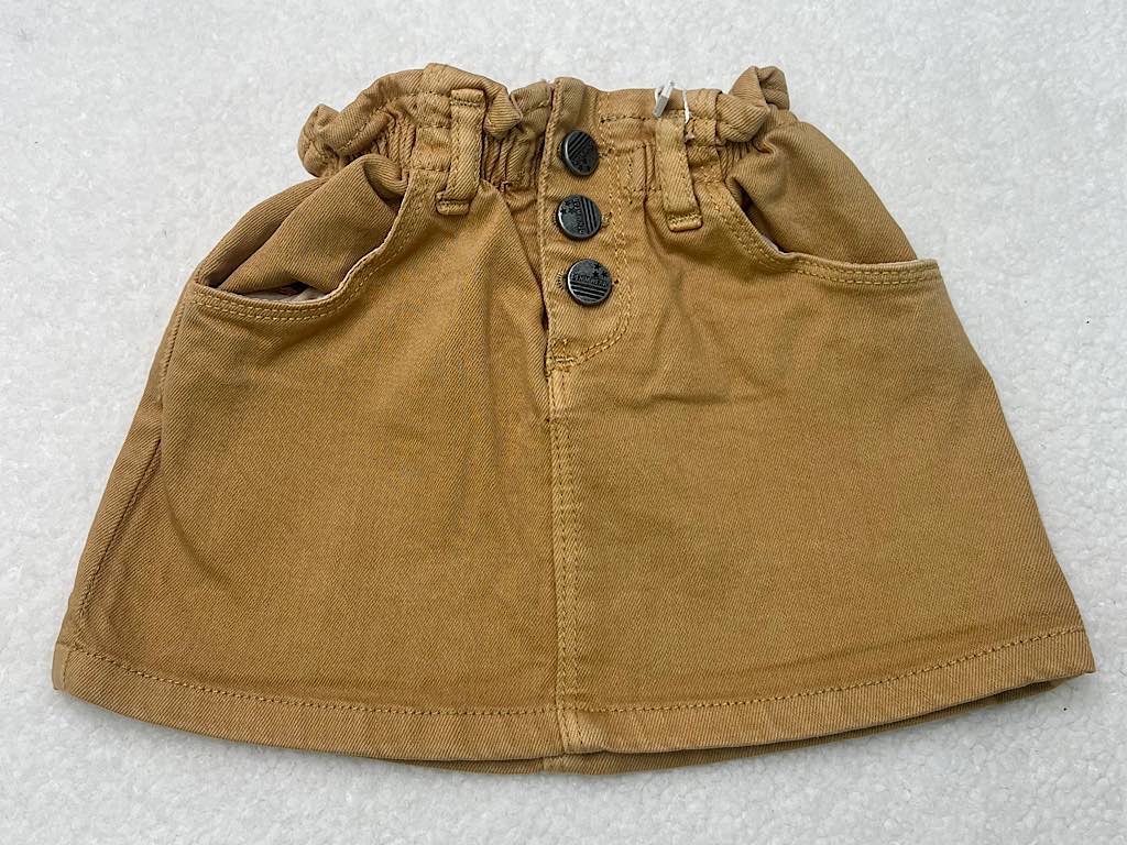 دامن کتان  نوزادی  خردلی رنگ Gap denim