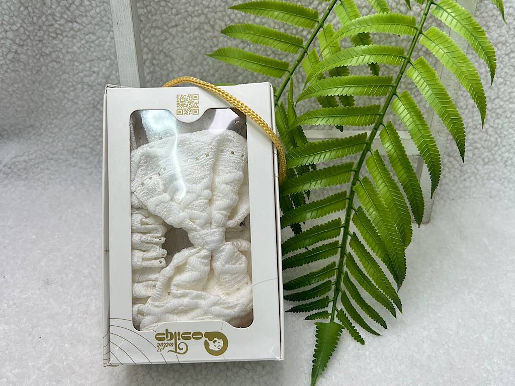 ست پاپوش جورابی و هدبند نوزادی طرح پاپیون سایز 3