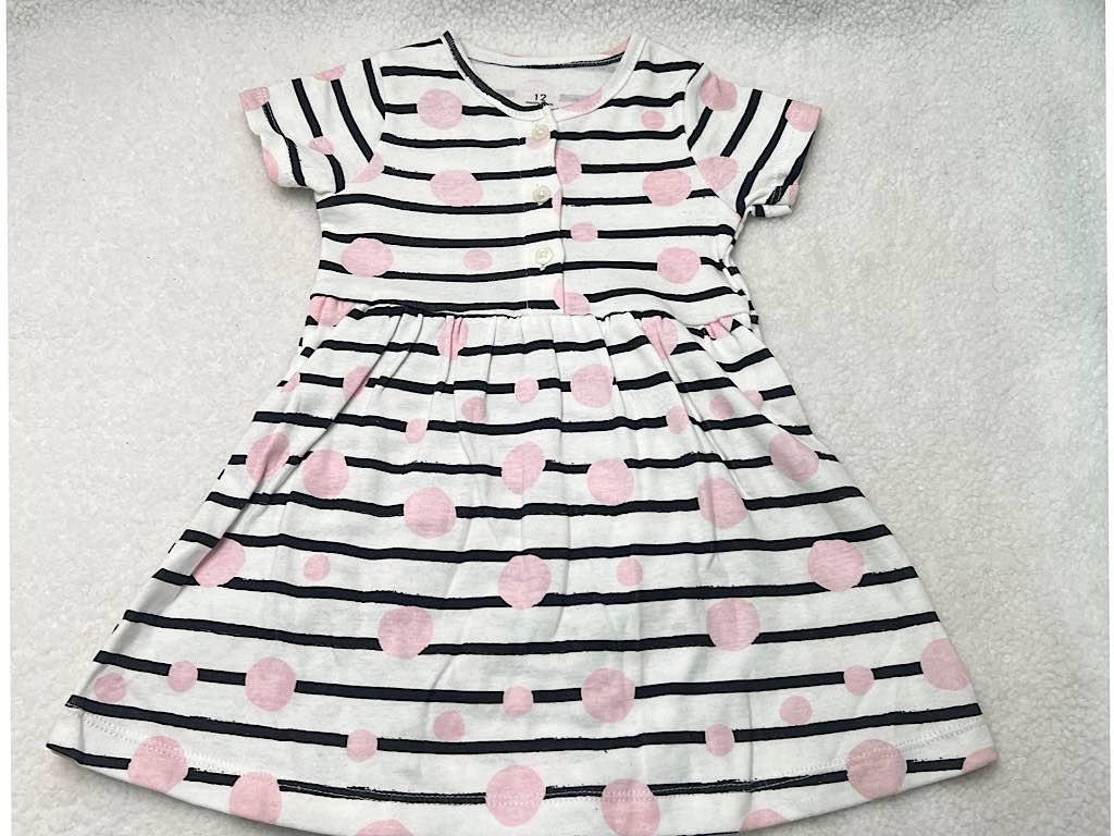 پیراهن بادی و کت نیم تنه دخترانه طرح راه راه مشکی کارترز carters