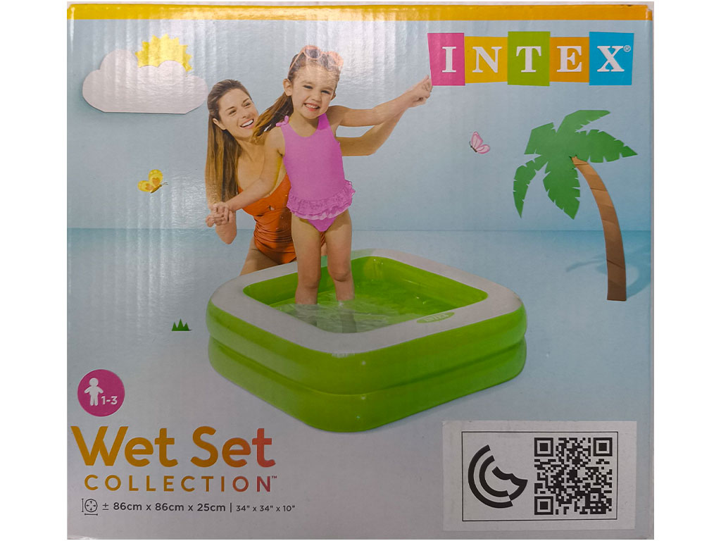 استخر بادی کودک مدل چهارگوش ابعاد 86*86*25 سانتی متر اینتکس intex