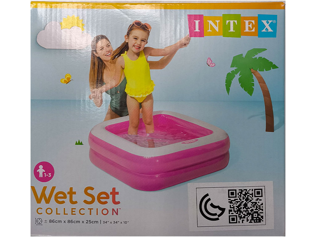 استخر بادی کودک مدل چهارگوش ابعاد 86*86*25 سانتی متر اینتکس intex