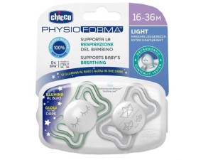 پستانک ارتودنسی دو عددی مدل لایت، فیزیو فارما (شبرنگ) چیکو chicco مناسب 36-16 ماه