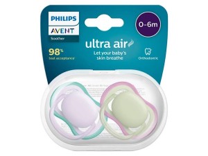 پستانک ارتودنسی دو عددی نوزادی 6-0 ماه مدل ultra air فیلیپس اونت philips avent