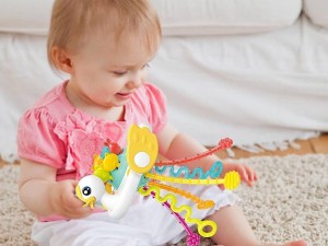 بیزی کیوب یا بیزی بال دندانگیر و پاپت دار طرح اردک  happy baby