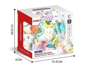 دندانگیر سیلیکونی و جغجغه نوزادی مدل ماهواره ای manhattan ball