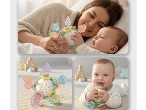 دندانگیر سیلیکونی و جغجغه نوزادی مدل ماهواره ای manhattan ball