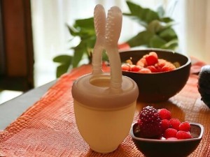 توری میوه خوری سیلیکونی طرح خرگوش دارای درپوش و قاب طرح هی اور شی