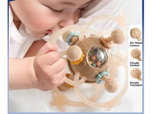 دندانگیر سیلیکونی و جغجغه نوزادی  قابدار Biting bell ball