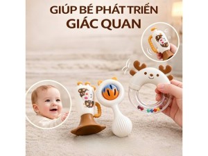 ست جغجغه و اسباب بازی چهار عددی نوزاد مدل Baby Rattle طرح حیوانات