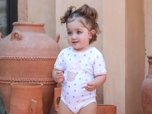 بادی آستین کوتاه نوزادی دخترانه طرح little kitty دانالو Danaloo
