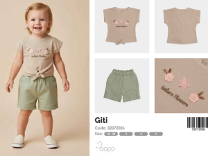 تیشرت و شلوارک دخترانه طرح گل مدل giti پاپو papo