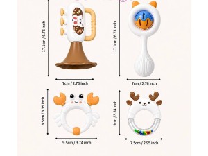 ست جغجغه و اسباب بازی چهار عددی نوزاد مدل Baby Rattle طرح حیوانات
