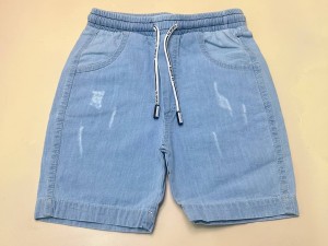 شلوارک جین کاغذی روشن طرح زاپ کمرکش cha cha
