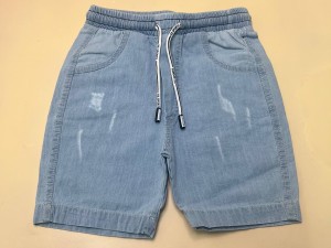 شلوارک جین کاغذی روشن طرح زاپ کمرکش cha cha