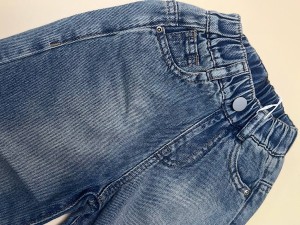 شلوار جین مام استایل کمرکش سنگ شور شده رنگ آبی تیره  modern