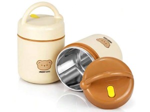 فلاسک و ظرف غذا استیل طرح تدی دسته دار PICKUP BEAR