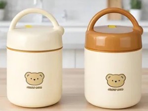 فلاسک و ظرف غذا استیل طرح تدی دسته دار PICKUP BEAR