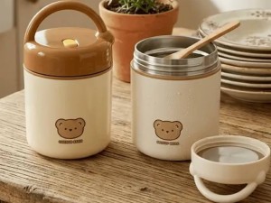 فلاسک و ظرف غذا استیل طرح تدی دسته دار PICKUP BEAR