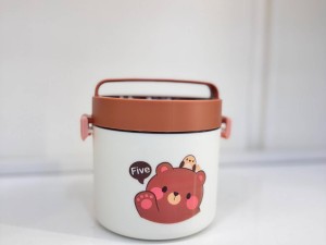فلاسک و ظرف غذا استیل  قاشق دار 900 میلی لیتر طرح تدی دسته دار  BEARS FAMILY