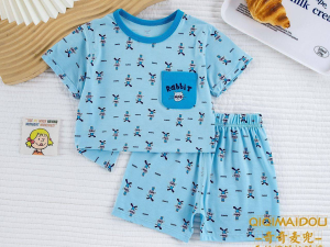 تیشرت و شلوارک راحتی آبی رنگ طرح rabbit