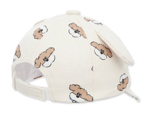 کلاه کپ لبه دار و گوشدار  مخمل کبریتی طرح سگ (دور سر 46 cm)