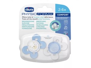 پستانک ارتودنسی سیلیکونی دو عددی پسرانه 6-2  ماه مدل physio forma comfort چیکو chicco