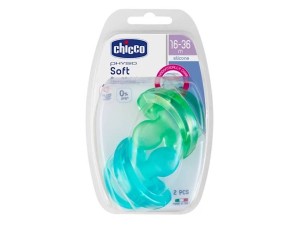 پستانک سیلیکونی ارتودنسی 2 عددی مدل فیزیو سافت16 الی 36 ماه چیکو CHICCO