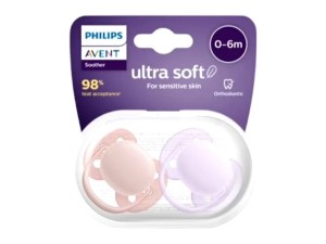 پستانک ارتودنسی دو عددی نوزادی 6-0 ماه مدل ultra soft فیلیپس اونت philips avent