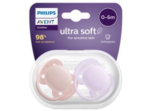 پستانک ارتودنسی دو عددی نوزادی 6-0 ماه مدل ultra soft فیلیپس اونت philips avent
